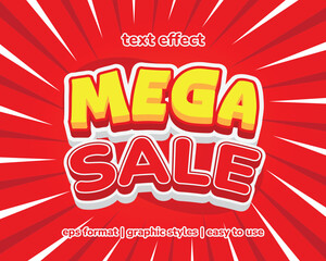 Text Effect Mega Sale EPS Ready to Use Yellow, White and Red
