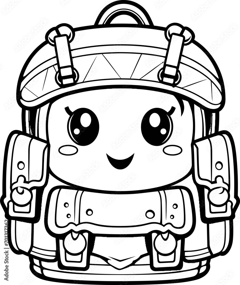 Wall mural Bag cartoon face emoji vector, coloring page