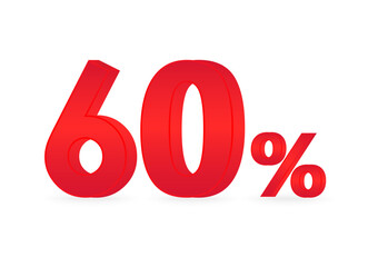 60% or 60 Percent Off Sale Discount. 60% for Banner, Poster or Advertising. Vector Illustration. 