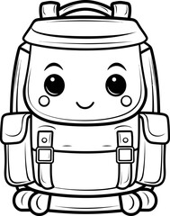 Bag cartoon face emoji vector, coloring page