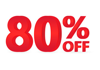80% or 80 Percent Off Sale Discount. 80% for Banner, Poster or Advertising. Vector Illustration. 