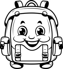 Bag cartoon face emoji vector, coloring page