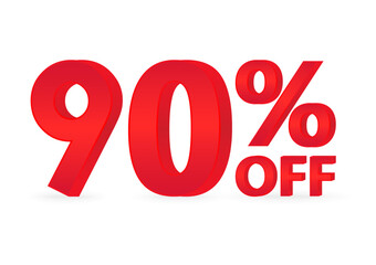 90% or 90 Percent Off Sale Discount. 90% for Banner, Poster or Advertising. Vector Illustration. 