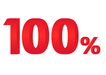100% or 100 Percent Off Sale Discount. 100% for Banner, Poster or Advertising. Vector Illustration. 