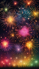 Fototapeta premium Beautiful New Year fireworks in close-up.