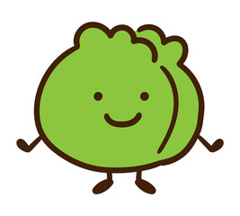 かわいいキャベツのキャラクターのデフォルメ擬人化イラスト