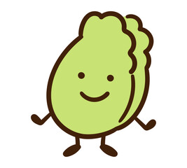 かわいい白菜のキャラクターのデフォルメ擬人化イラスト