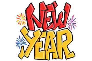 New Year Graffiti Art Vector Design