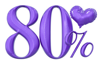 3D Render 80 Off Percent Heart