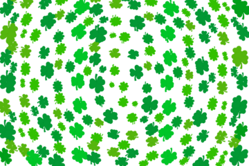 St patricks day background. Green shamrock clover isolated on white. Lucky clover shamrock seamless leaves symbols. Green irish symbol Good Luck. Spring clover summer vector illustration