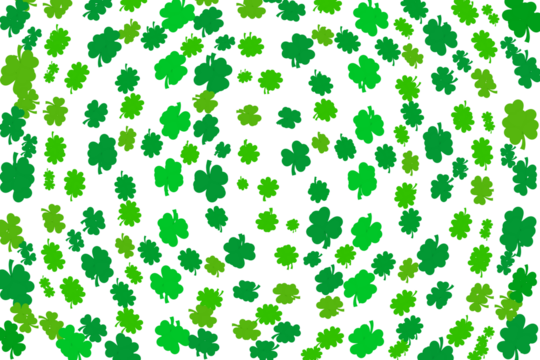 St patricks day background. Green shamrock clover isolated on white. Lucky clover shamrock seamless leaves symbols. Green irish symbol Good Luck. Spring clover summer vector illustration