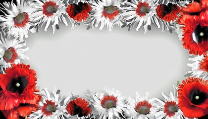 frame with red poppy flower suitable as cover or background