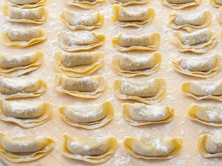 A kind of ravioli, casoncelli, home made traditional food of the Bergamo area, Italy. Delicious Italian food