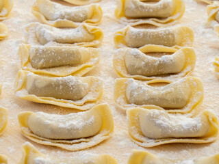 A kind of ravioli, casoncelli, home made traditional food of the Bergamo area, Italy. Delicious Italian food