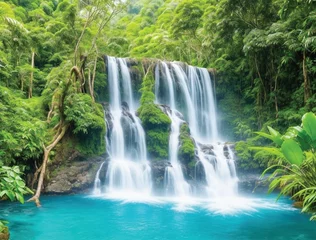 Fototapete beautiful natural views, waterfalls in tropical forests © nenk123