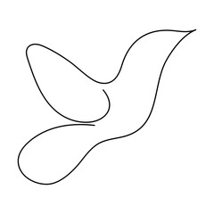 Continuous single-line art of hummingbird. Cute hummingbird one-line drawing vector and illustration