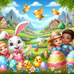 Obraz na płótnie Canvas Various Easter Illustrations For Children