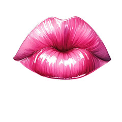 beautiful watercolor clipart pink kiss for decorate, sweet and lover, valentine, woman's mouth, png