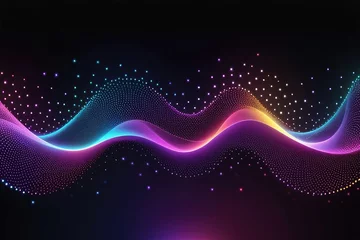 Fotobehang Colorful sound waves, abstract background, horizontal composition © Thanh