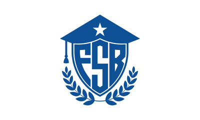 FSB three letter iconic academic logo design vector template. monogram, abstract, school, college, university, graduation cap symbol logo, shield, model, institute, educational, coaching canter, tech