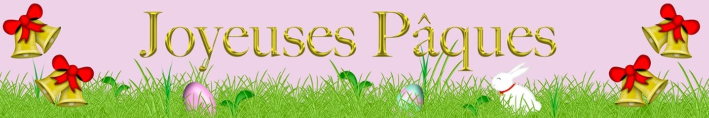 Bannière Joyeuses Pâques Fond rose - 701324578