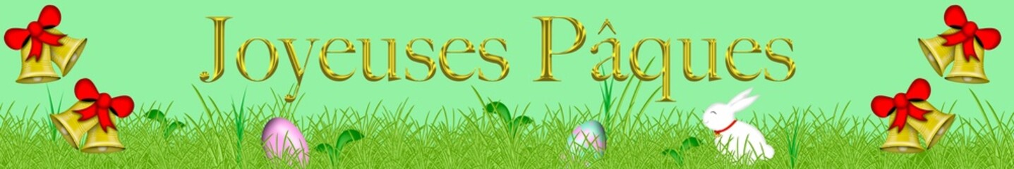 Bannière Joyeuses Pâques fond vert - 701325928
