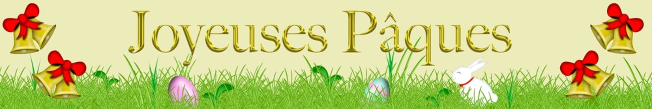 Banni&egrave;re joyeuses P&acirc;ques  fond jaune