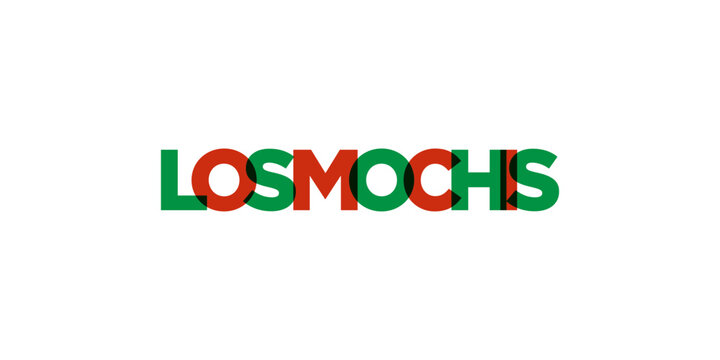 Los Mochis in the Mexico emblem. The design features a geometric style, vector illustration with bold typography in a modern font. The graphic slogan lettering.