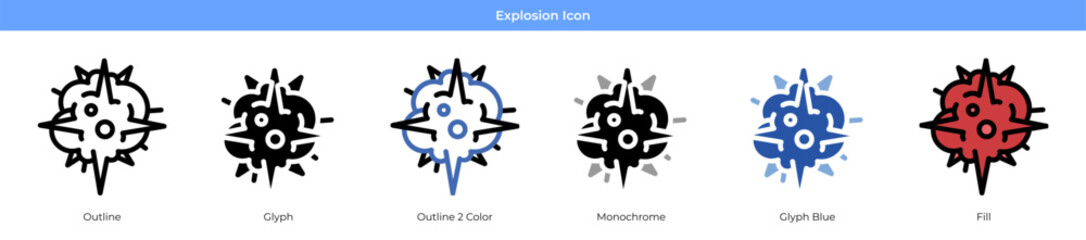 Explosion Icon Set Vector