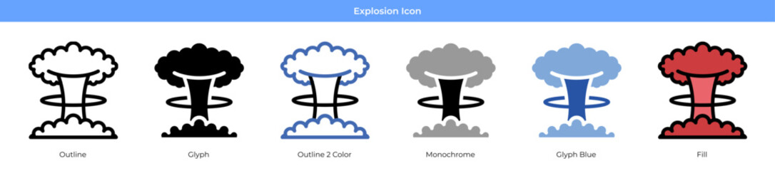 Explosion Icon Set Vector