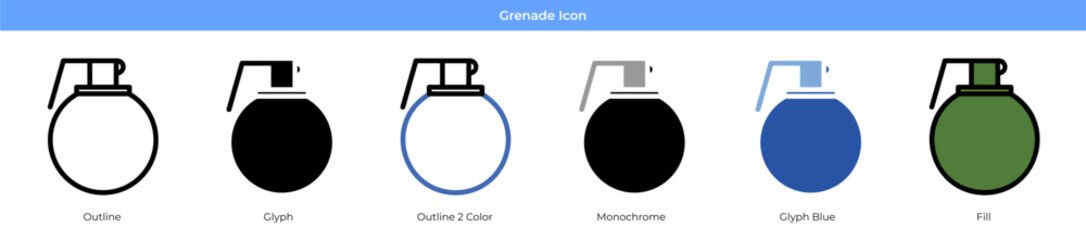 Grenade Icon Set Vector