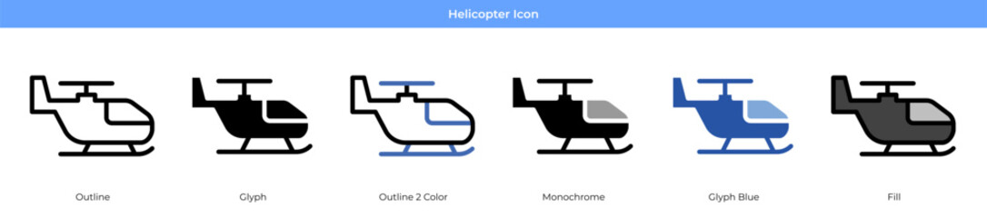 Helicopter Icon Set Vector