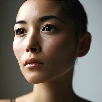 Photography of a beautiful asian bald woman