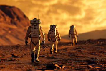 First people at mars - obrazy, fototapety, plakaty