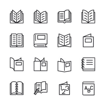 Set of Book icon for web app simple line design