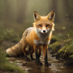 Fototapeta premium Fox Mystical Exploration into the World of Twilight Tricksters ai generated