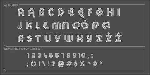 alphabet letter font set. typographic font with trendy thin, bold, uppercase, lowercase and numbers letters. vector illustration.