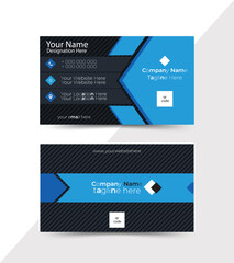 Blue black  corporate business card template geomatic shape  white  double site  visiting card design
