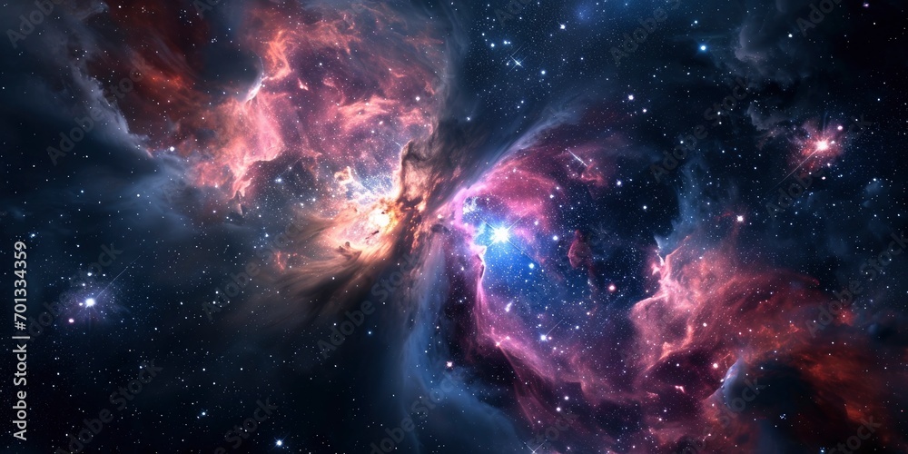 Wall mural space background with stardust and shining stars. realistic colorful cosmos with nebula and milky wa