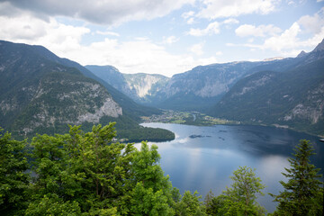 Naklejka na ściany i meble View of Lake Hallstatter from the observation deck