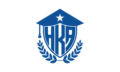 HKA three letter iconic academic logo design vector template. monogram, abstract, school, college, university, graduation cap symbol logo, shield, model, institute, educational, coaching canter, tech
