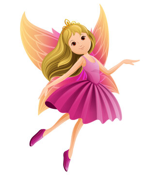 Cute little fairy in cartoon style