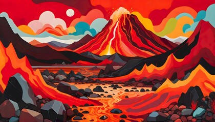 Volcanic Eruption in Creative Style, Generative AI