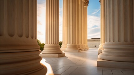 Supreme Court in Washington Row of Ionic marble columns - obrazy, fototapety, plakaty
