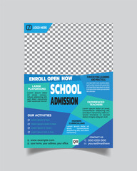 Elegant Back to School Flyer Template and Trendy Admission Leaflet or Modern Design School Poster 