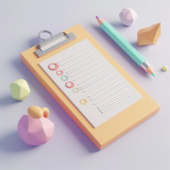 Tiny cute document, soft lighting, soft pastel colors, 3d icon clay - obrazy, fototapety, plakaty