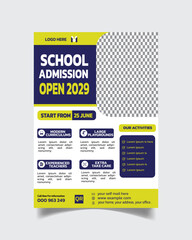 Creative Elegant School Flyer Template and Beautiful Design Admission Leaflet Home School Poster 