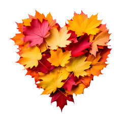 Autumn Leaves Heart on Transparent Background