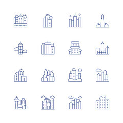 Skyline line icon set on transparent background with editable stroke. Containing city, skyscraper, skyline, architecture.