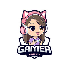 Gamer Girl logo badges and sticker graphic for streamer